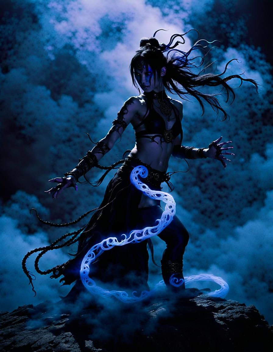 Deadly Djinn in Shadows: Art Deco Silhouette