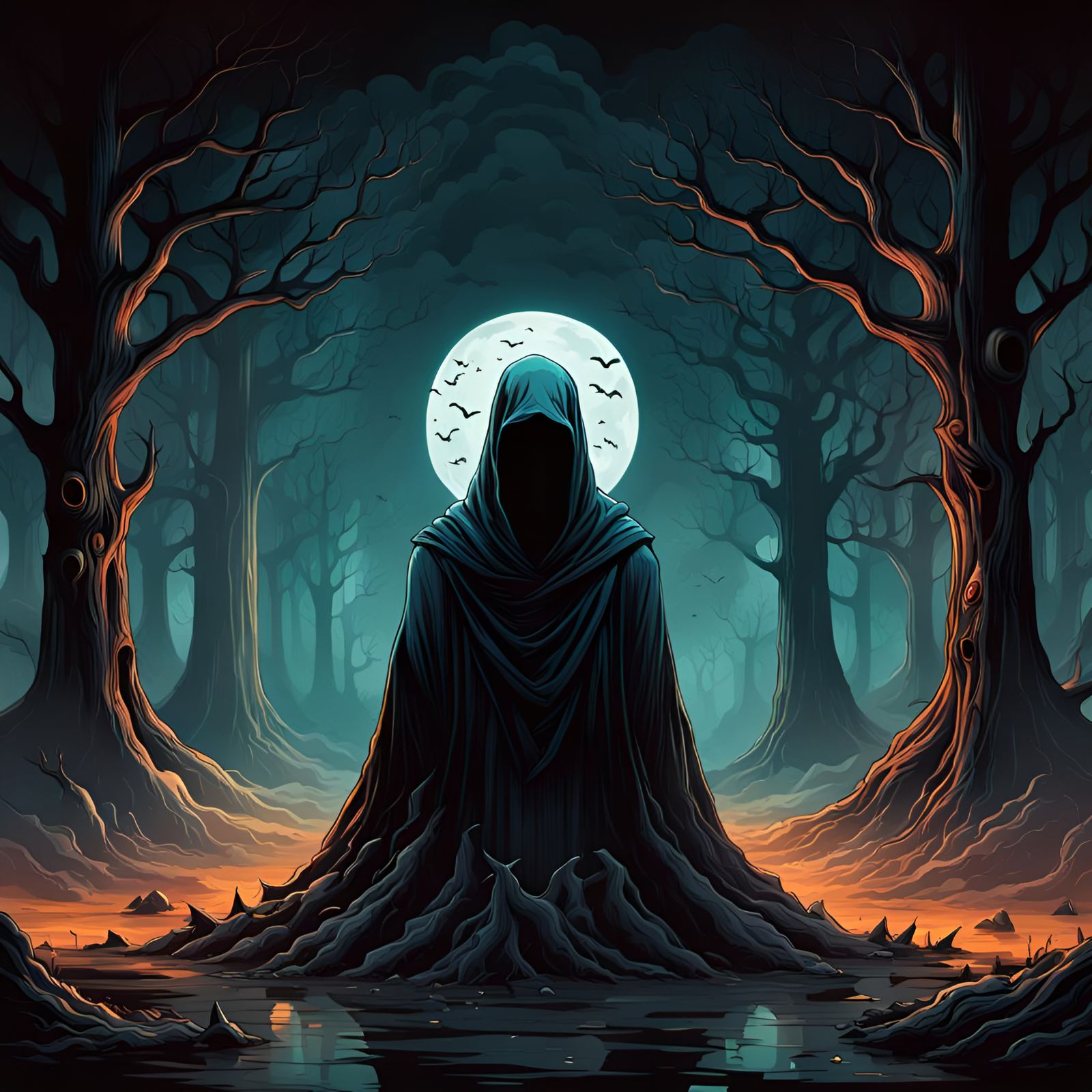 Mourning in the dark, consumed by grief.