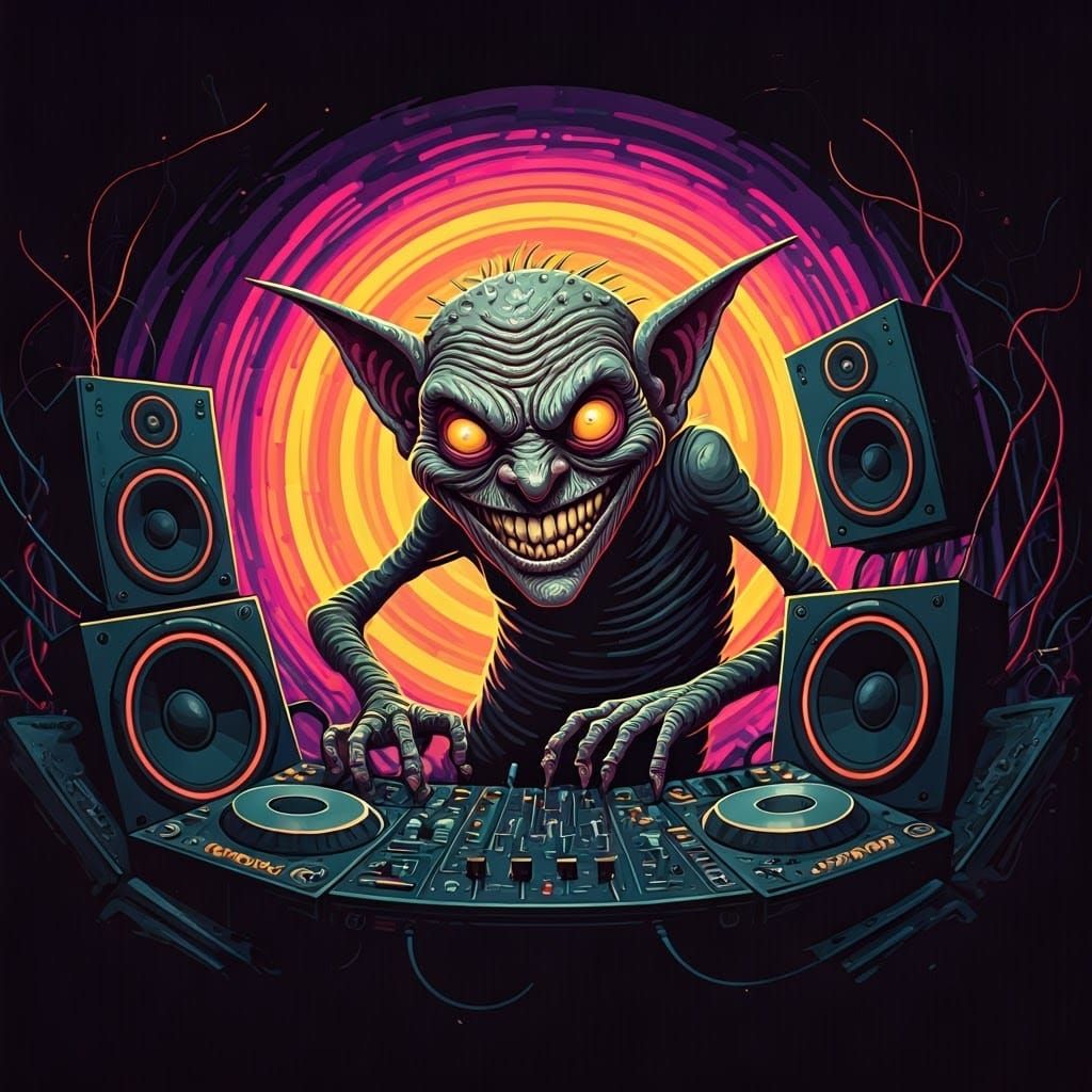 Dubstep Gremlin in Dark Cyberpunk Style
