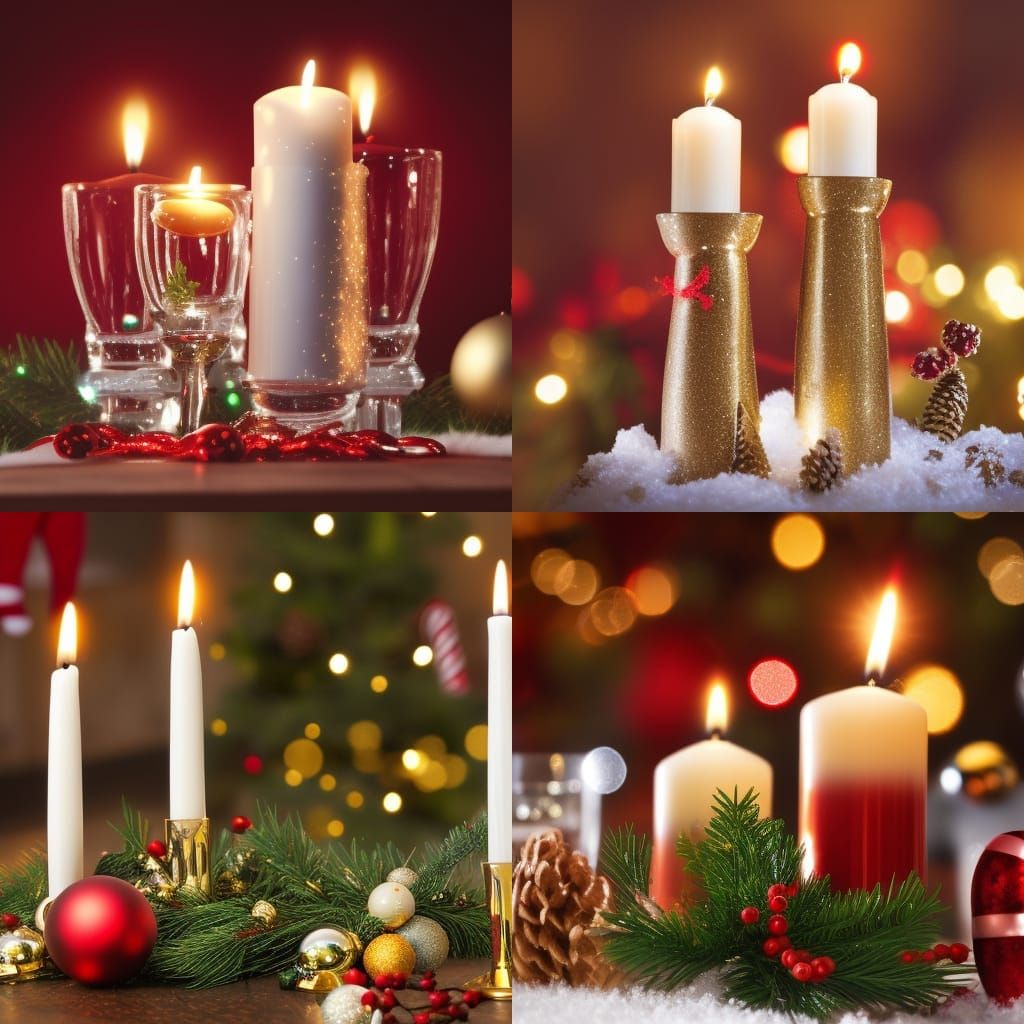 Festive Christmas Still-Life with Candles and Bokeh