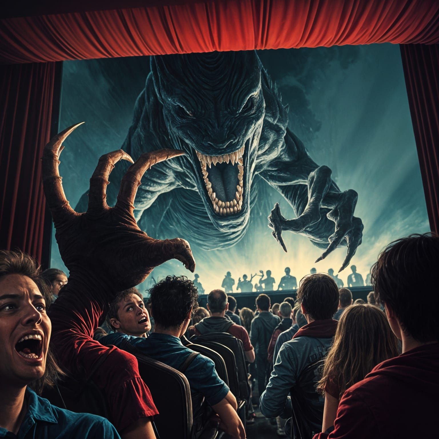 Classic Horror Movie Monster Scares Cinema Audience