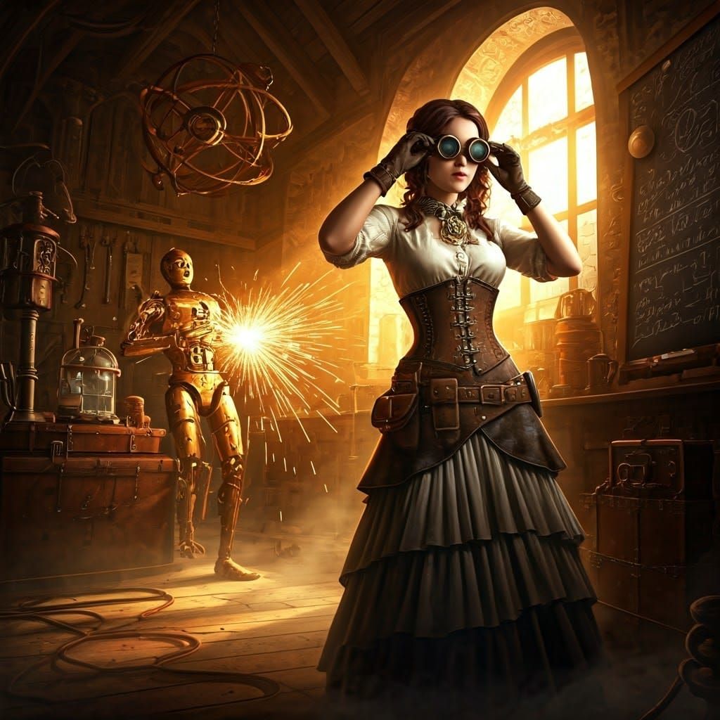 Steampunk Inventor in Controlled Chaos