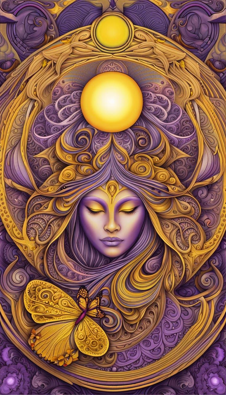 Moon Goddess Mandala in Detailed Fractal Style