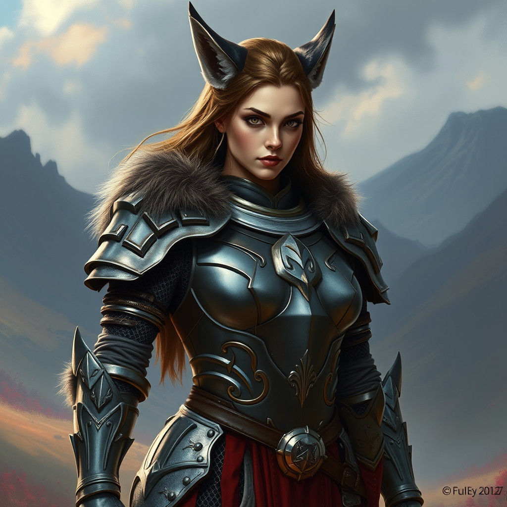 Lynx Knight in Detailed Fantasy Landscape