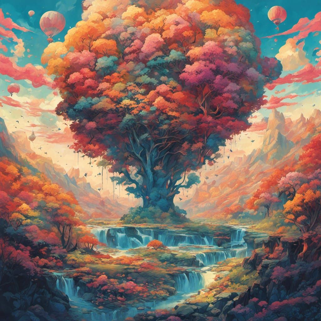 Four Seasons Globe in Polychromatic Digital Art