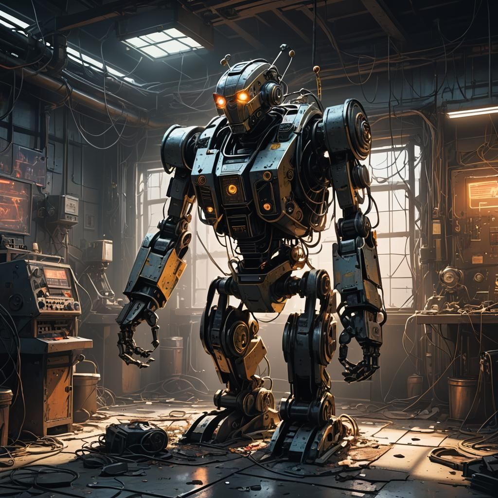 Atom the Robot Boxing Machine in Abandoned Lab