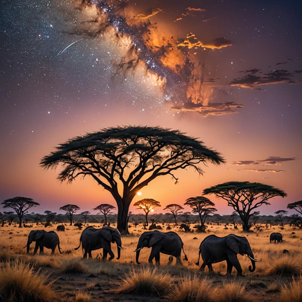 African Savannah at Dusk: Panoramic Landscape Photography