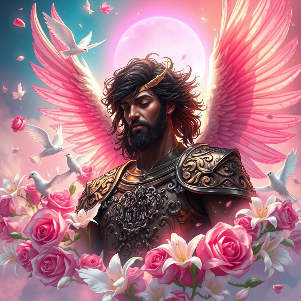 Divine Archangel Chamuel Radiates Love in Vibrant Pink Aura