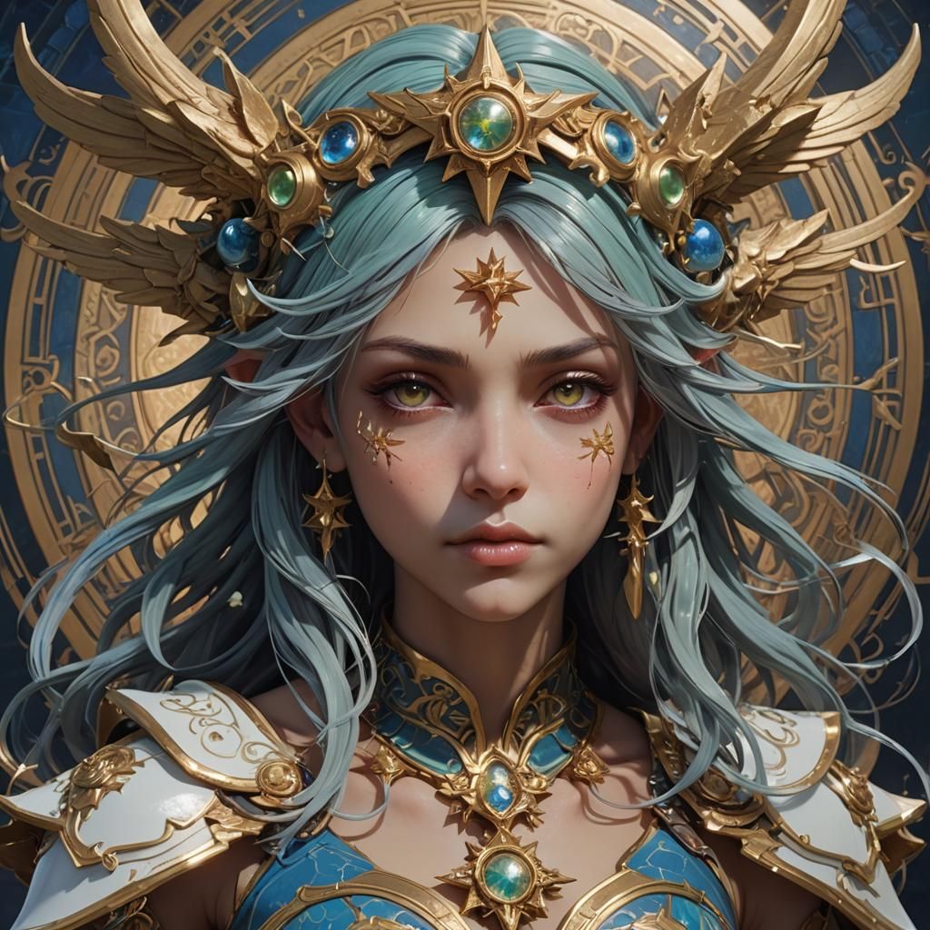 Angelic Seraphim Porcelain Goddess in Hyperdetailed Portrait