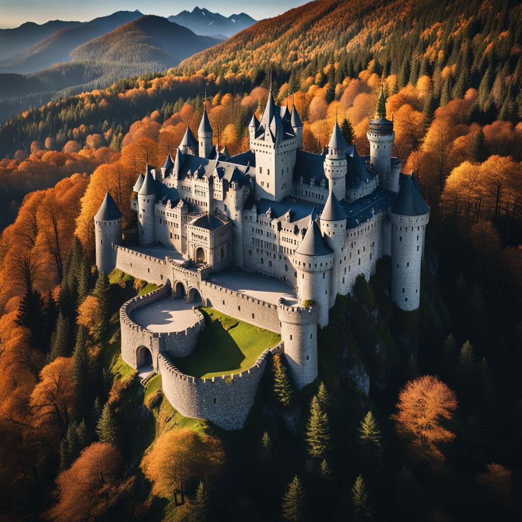 Forbidden Castle Drone Photograph High in the Mountains