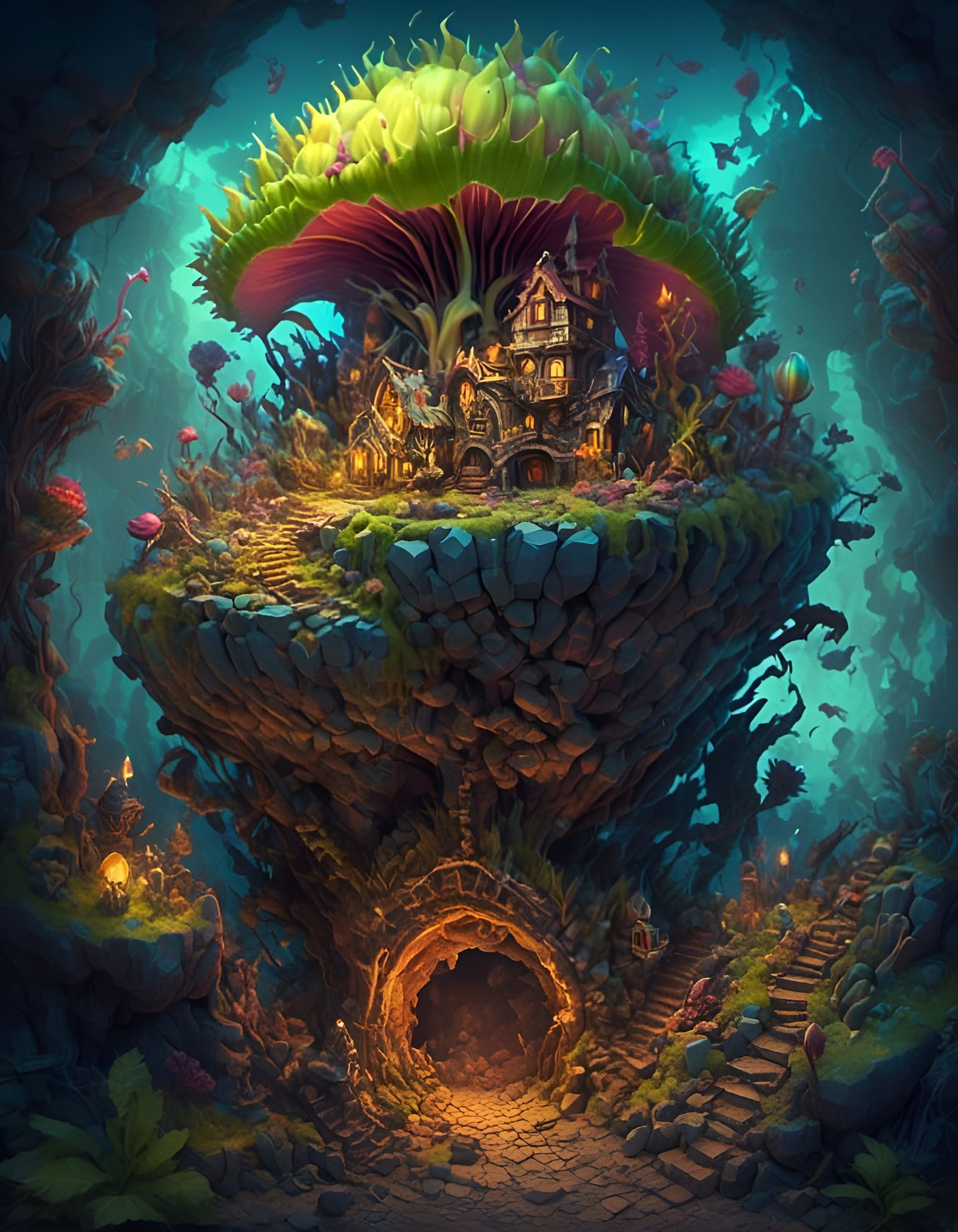 Isometric View of a Venus Flytrap Plant