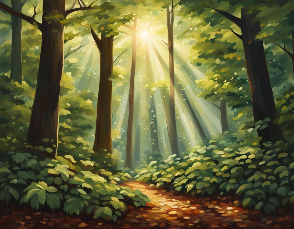 Sunlit Forest Canopy: A Realistic Photography Scene