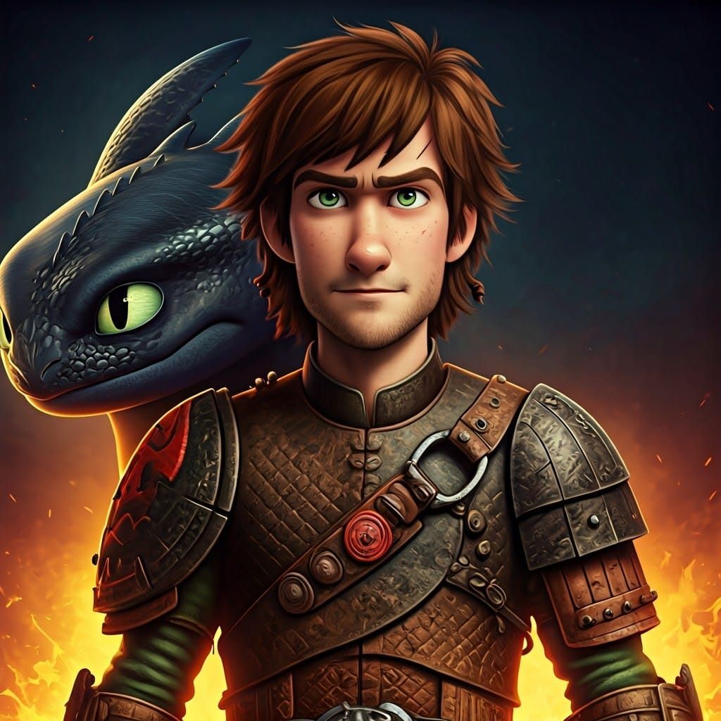 Hiccup and Toothless: Viking Concept Art Portrait