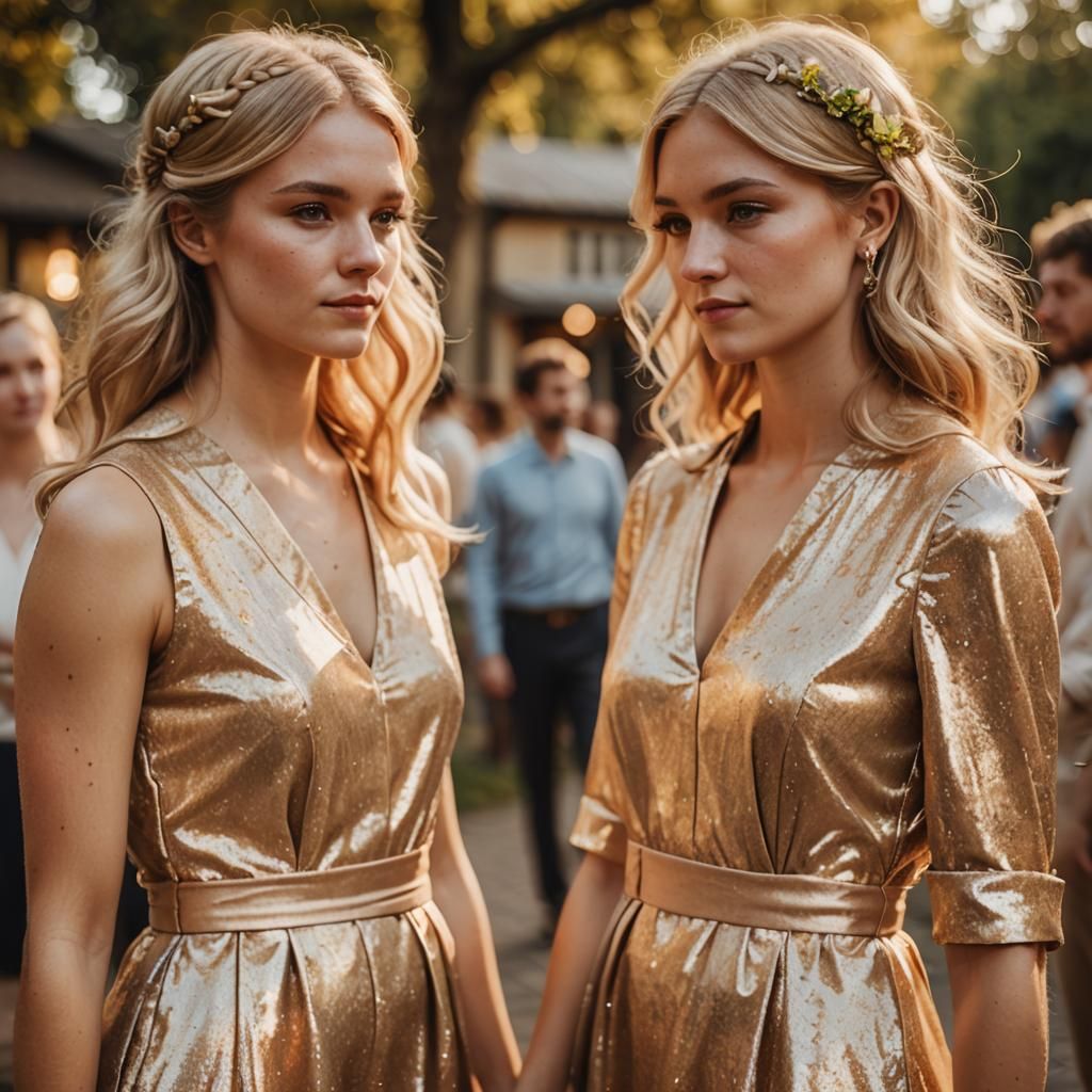 Matching Bridesmaids in Hyperrealistic Impressionist Portrai...