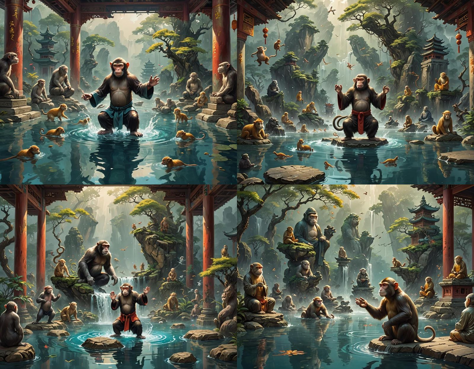 Zen Monkey Teaching Buddhism in Underwater Monastery