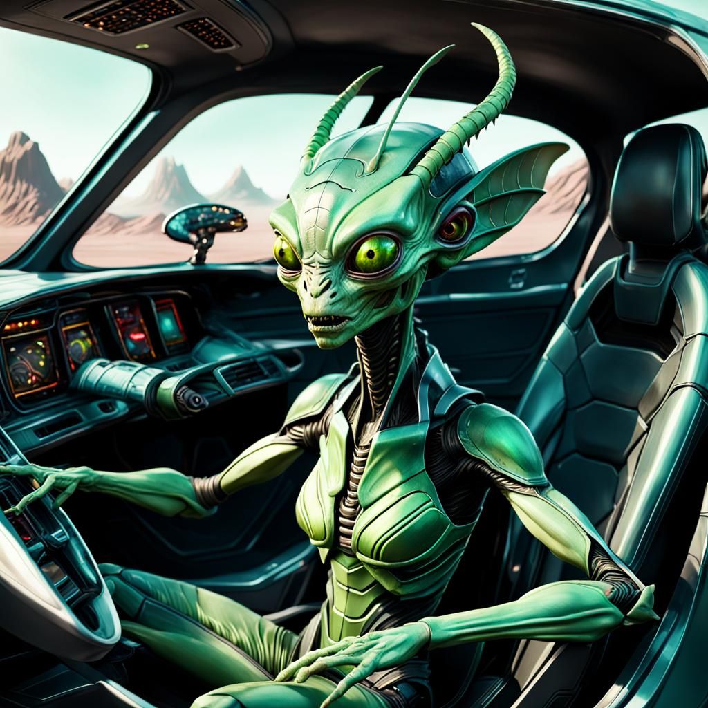 Alien Pilot in Spaceship Digital Art