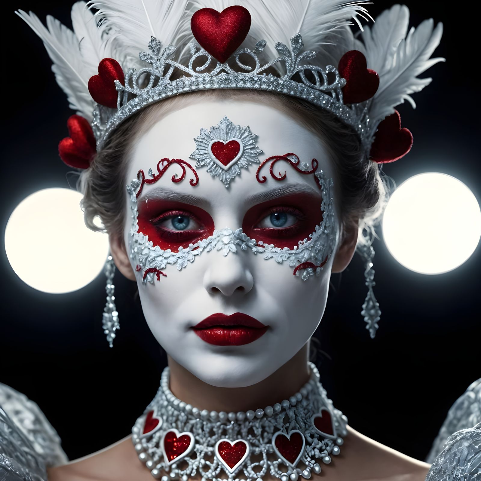 Regal Beauty in Red and White