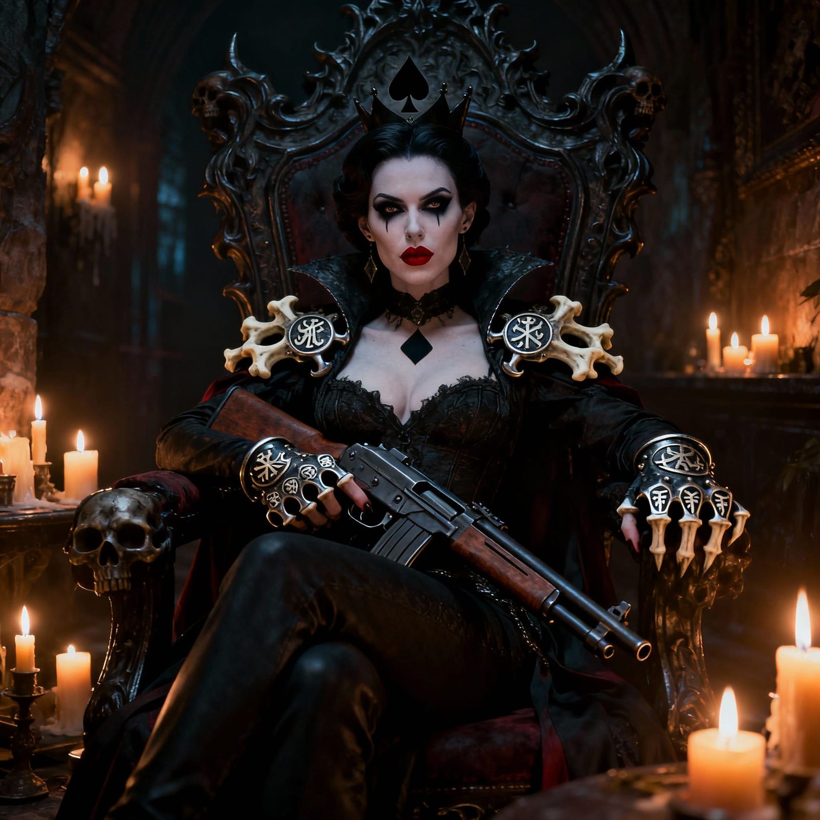 Queen of Spades Mob Boss on Gothic Throne