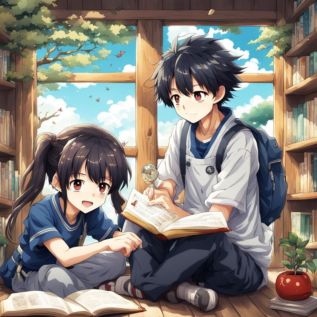 Anime-Themed Children's Book Illustration in Manga Style