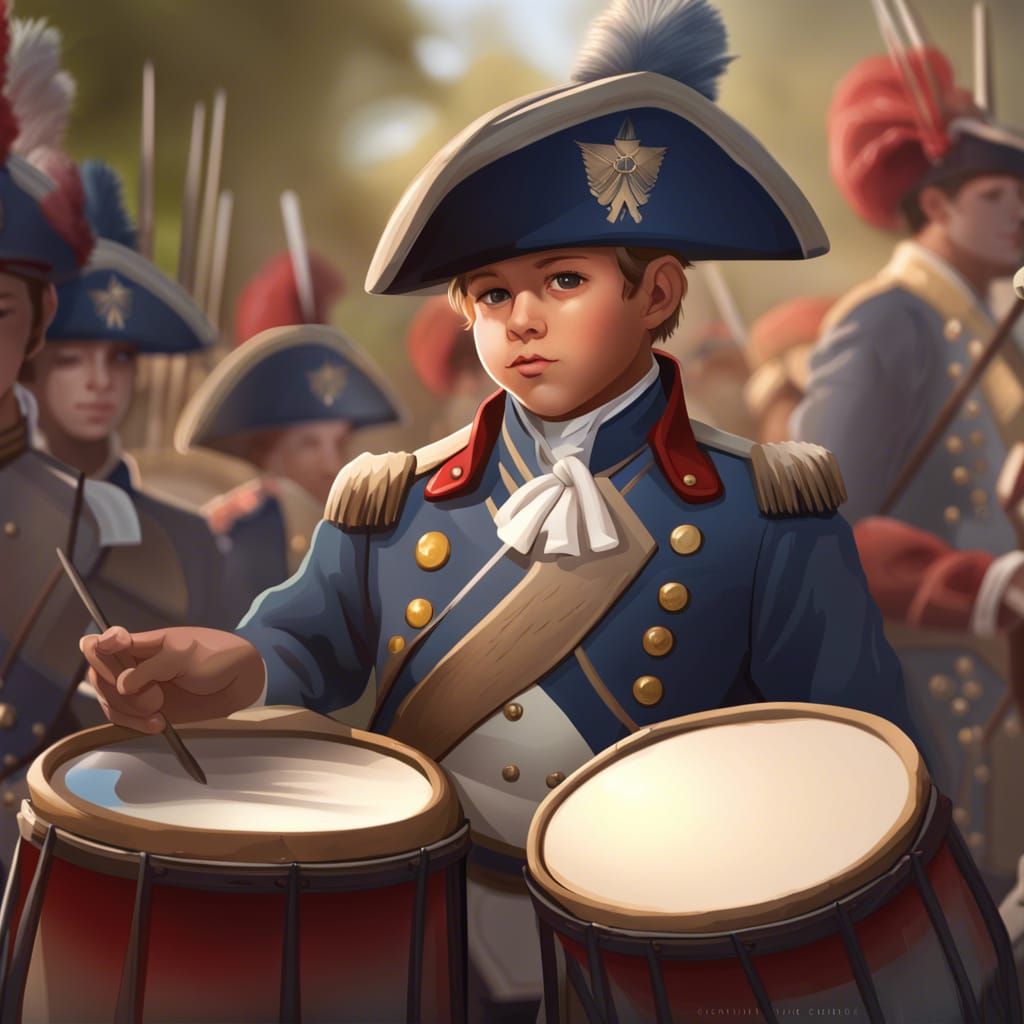 Revolutionary War Drummer Boy Portrait in 8K