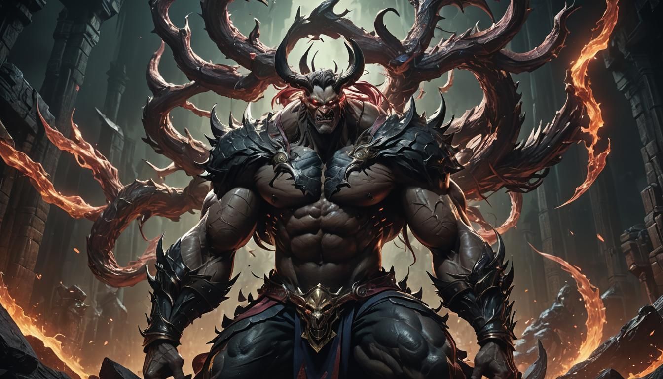 Muscular Hero Rides Armored Beast: 3D Anime Art