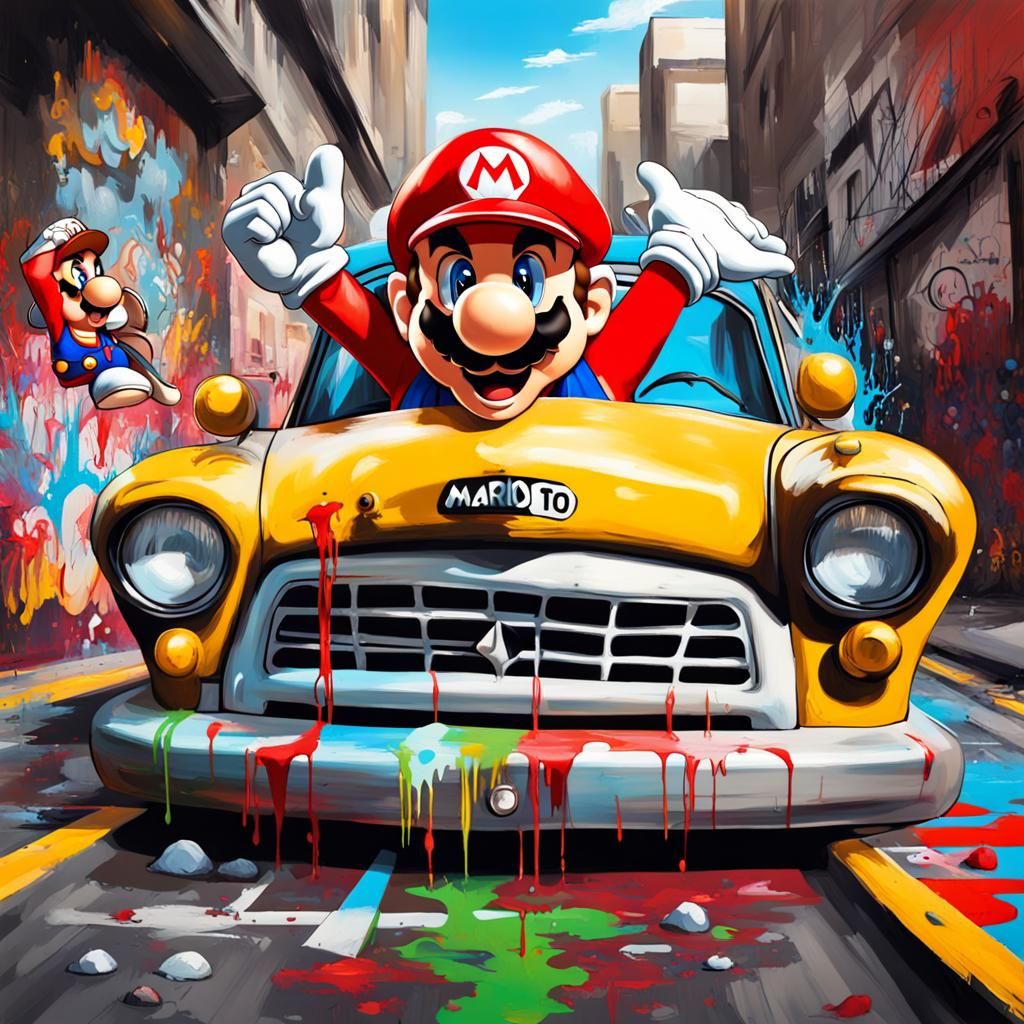 Super Mario Crazy Taxi Graffiti Art