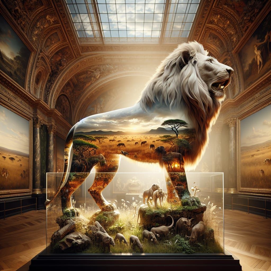 Glass Lion Sculpture Reveals African Serengeti