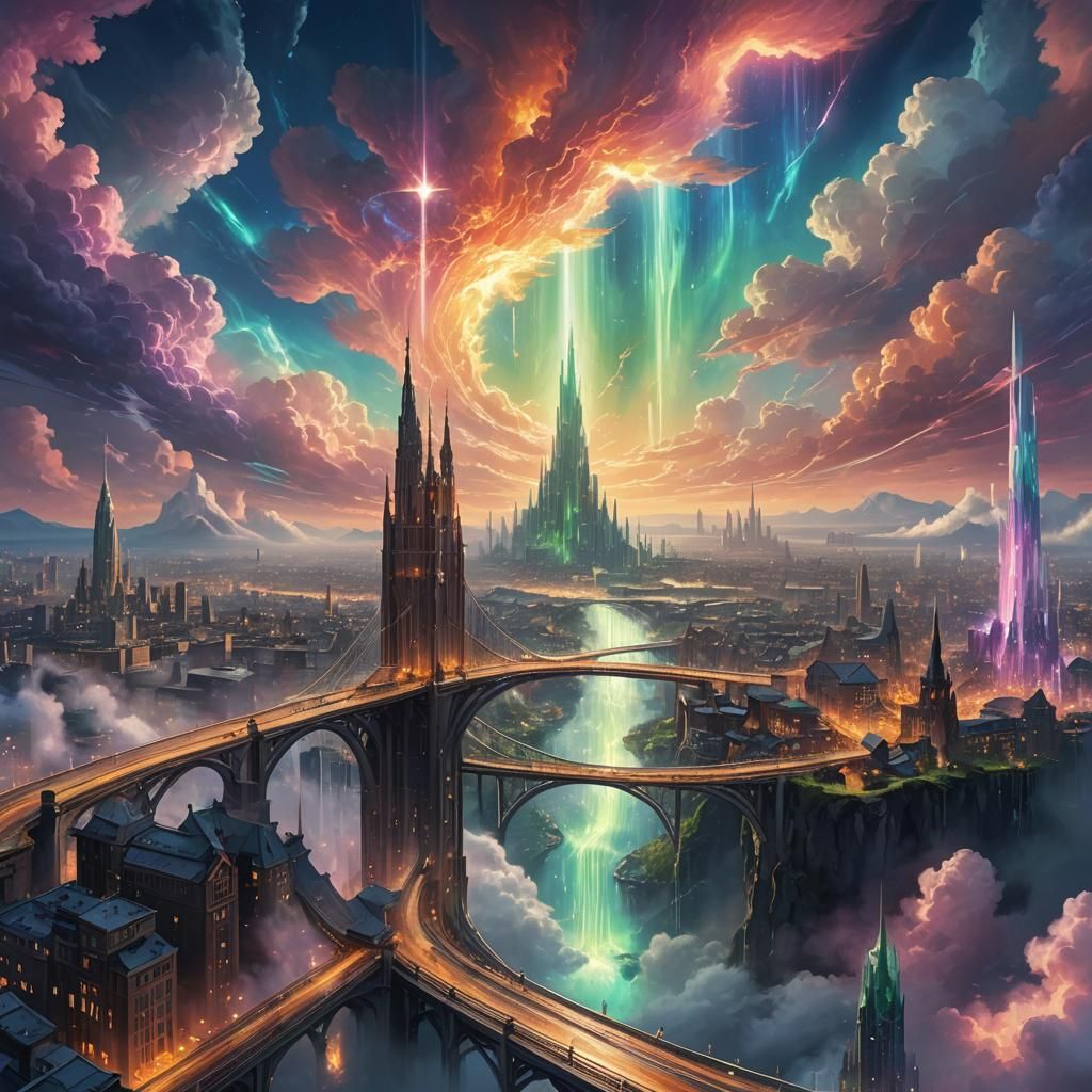 Heavenly Metropolis: Fantasy Concept Art in Oil