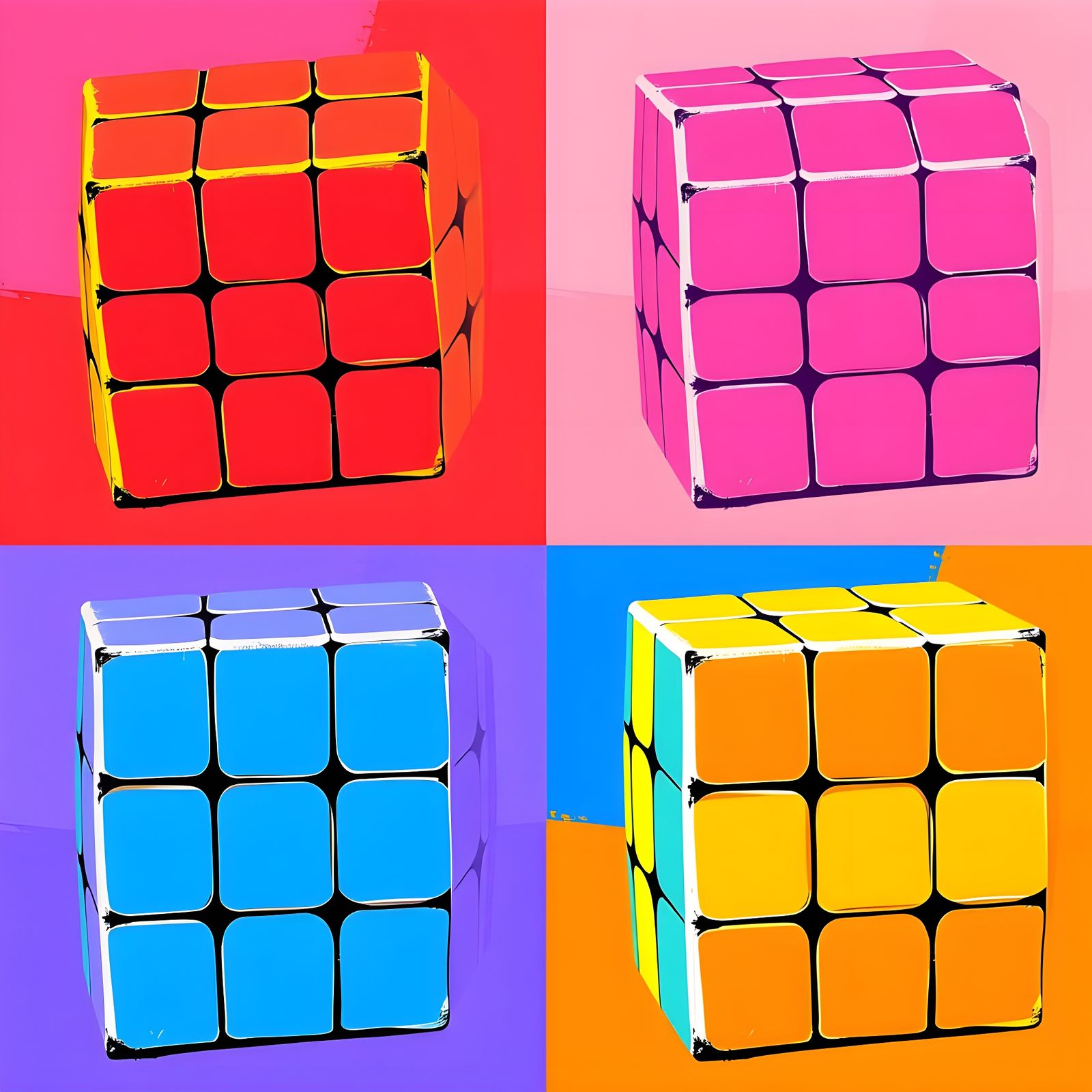 Andy Warhol Inspired Pop Art Rubik's Cube Advertising