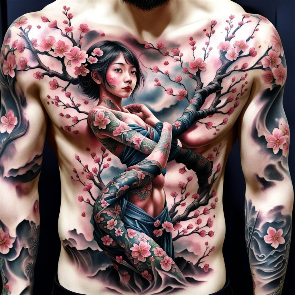 Cherry Blossom Full Body Tattoo Art