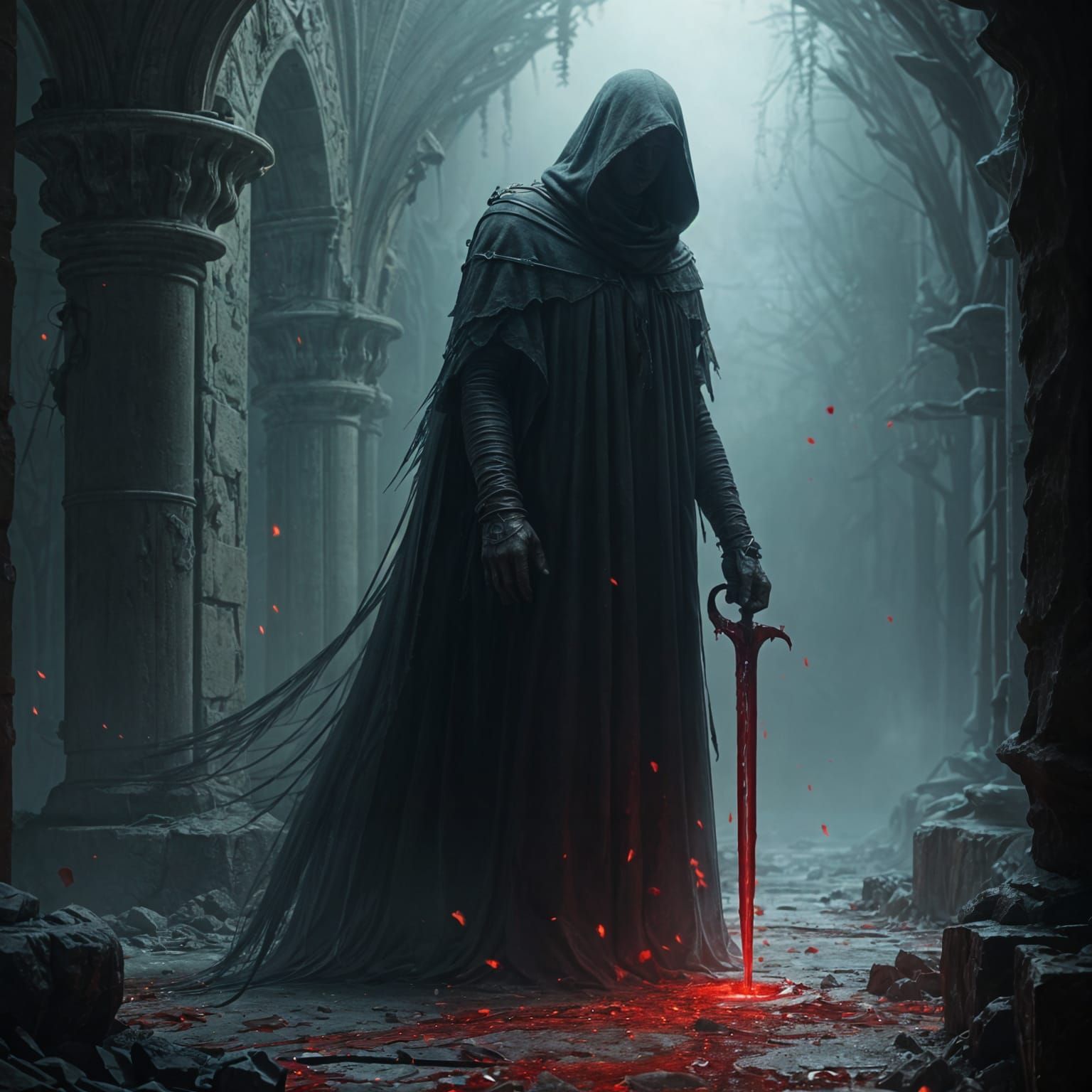 Fantastical Murder Scene in Vivid Colors