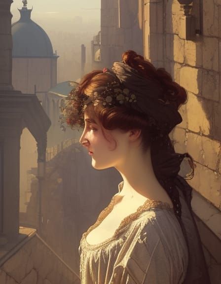 Victorian Woman Portrait in Jerusalem, Art Nouveau Style