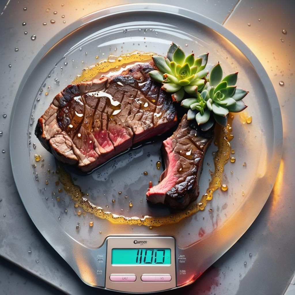 Surreal Still Life: Ribeye Steak on Scale