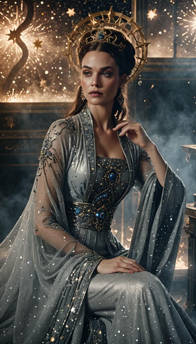 Empress of Stars on Celestial Throne, Cinematic Style