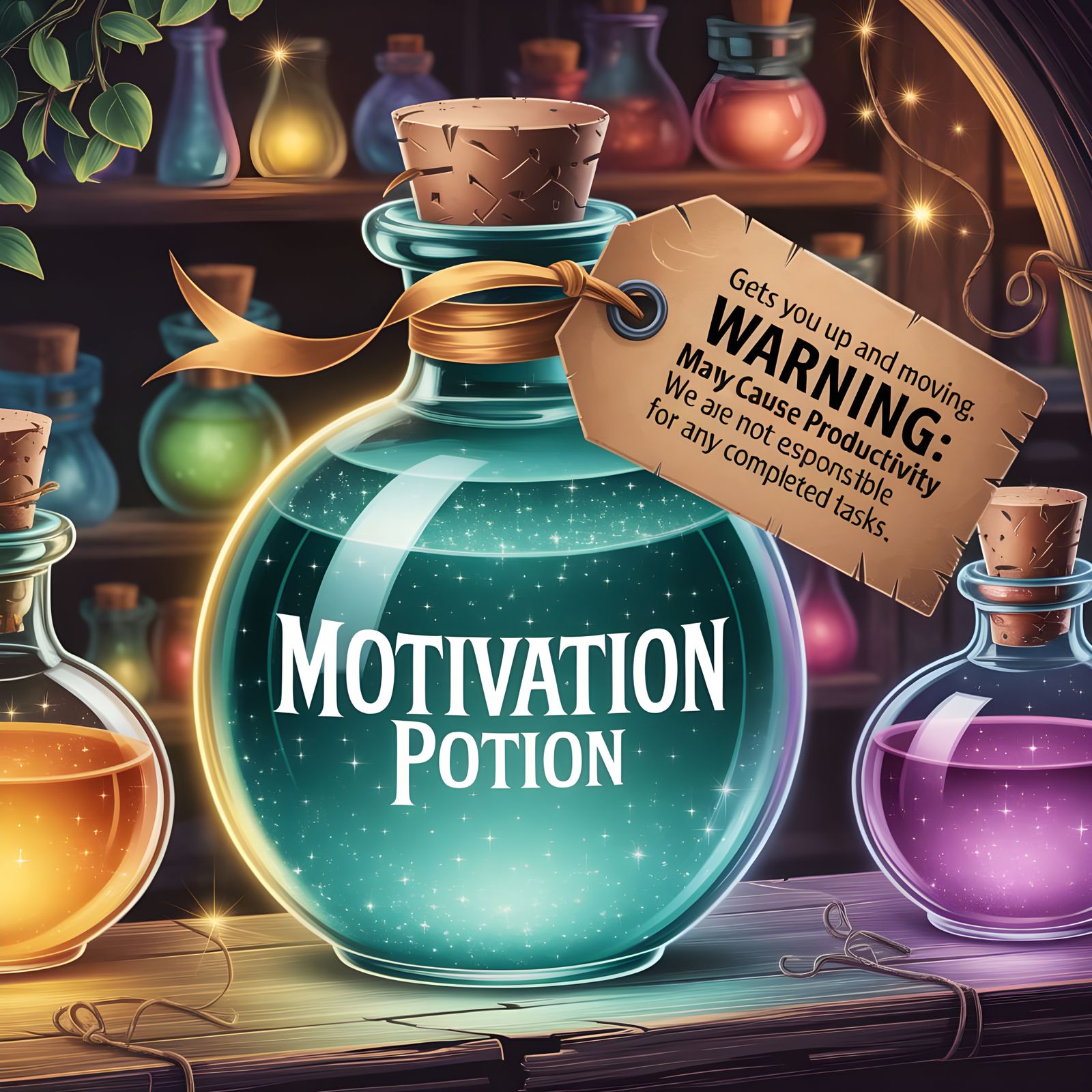 Whimsical Fantasy Potion Bottle in Vintage Style