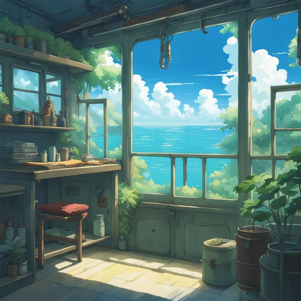 Underwater Scenery in Studio Ghibli Anime Style