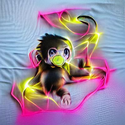 Neon Graffiti Baby Monkey in Anime Style