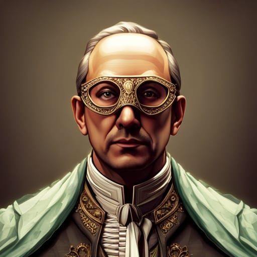 Man in Iron Mask Portrait in Geometric Style