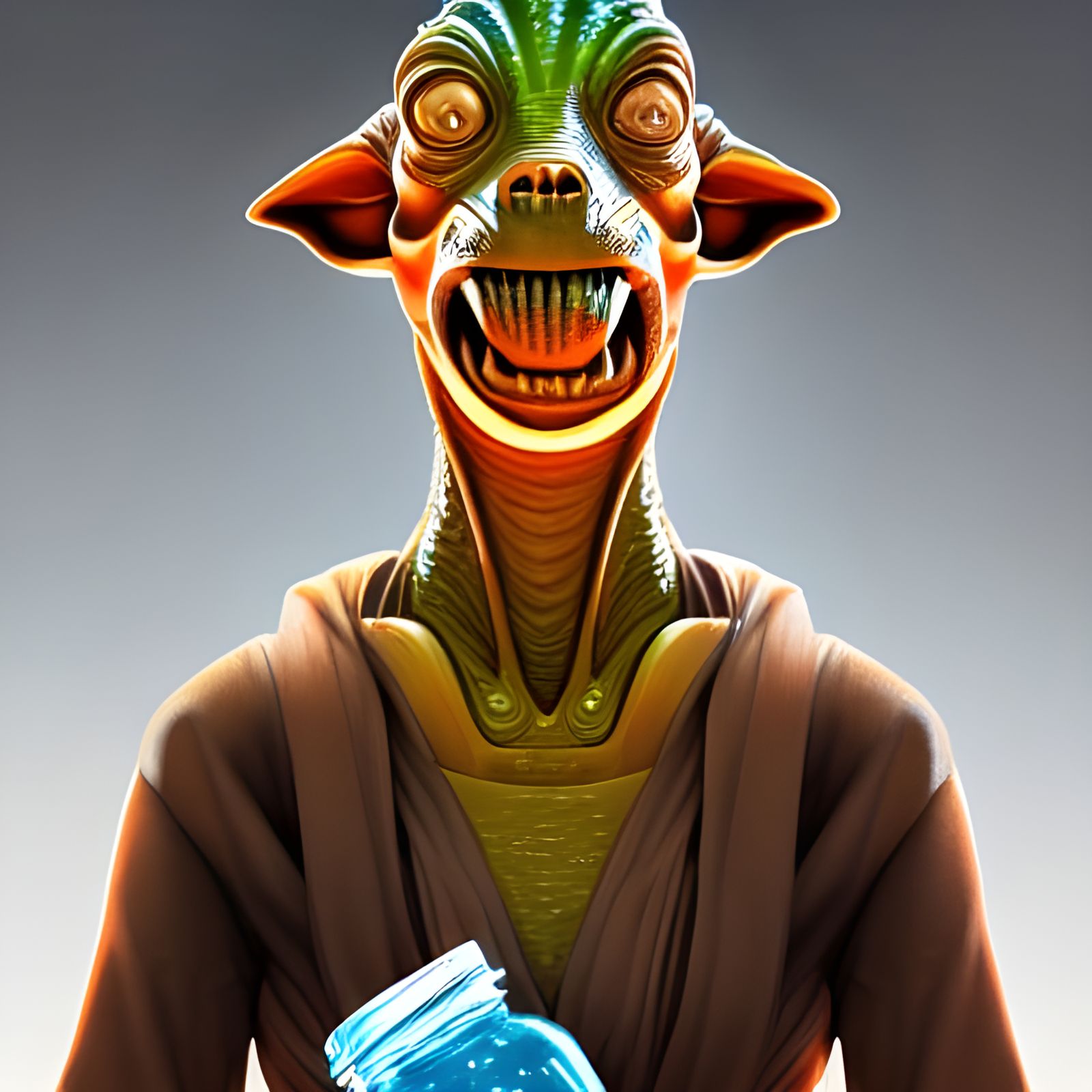 Jar Jar Binks in a Jar: 3D Digital Art