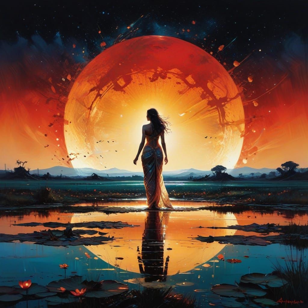 Serenity reflected in cosmic elegance