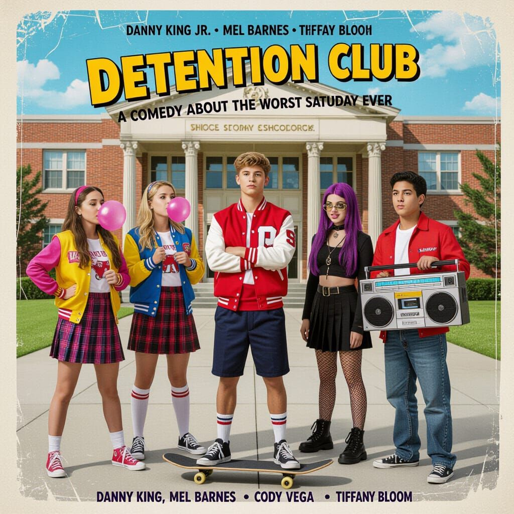90s Teen Comedy Movie Poster: Detention Club