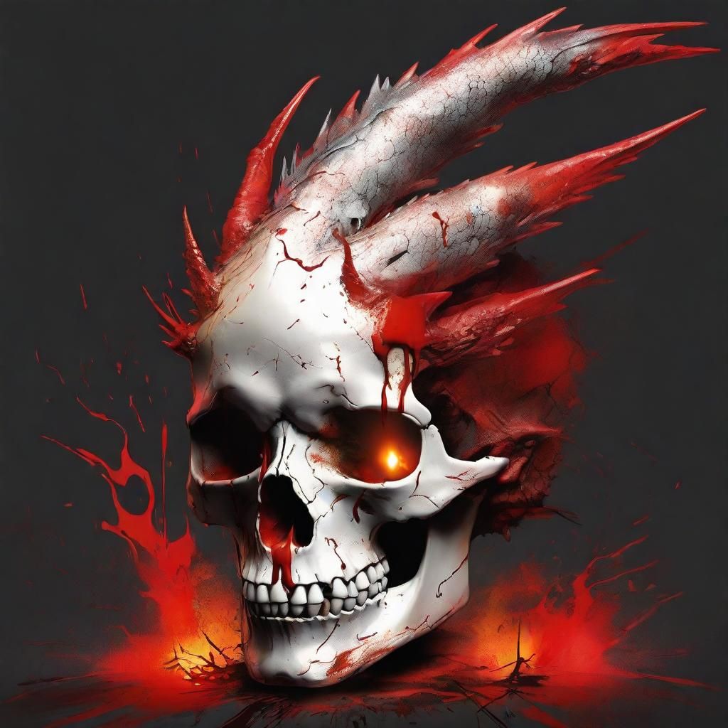 Fiery Dragon Skull Crow Hybrid: Hyperrealistic Art