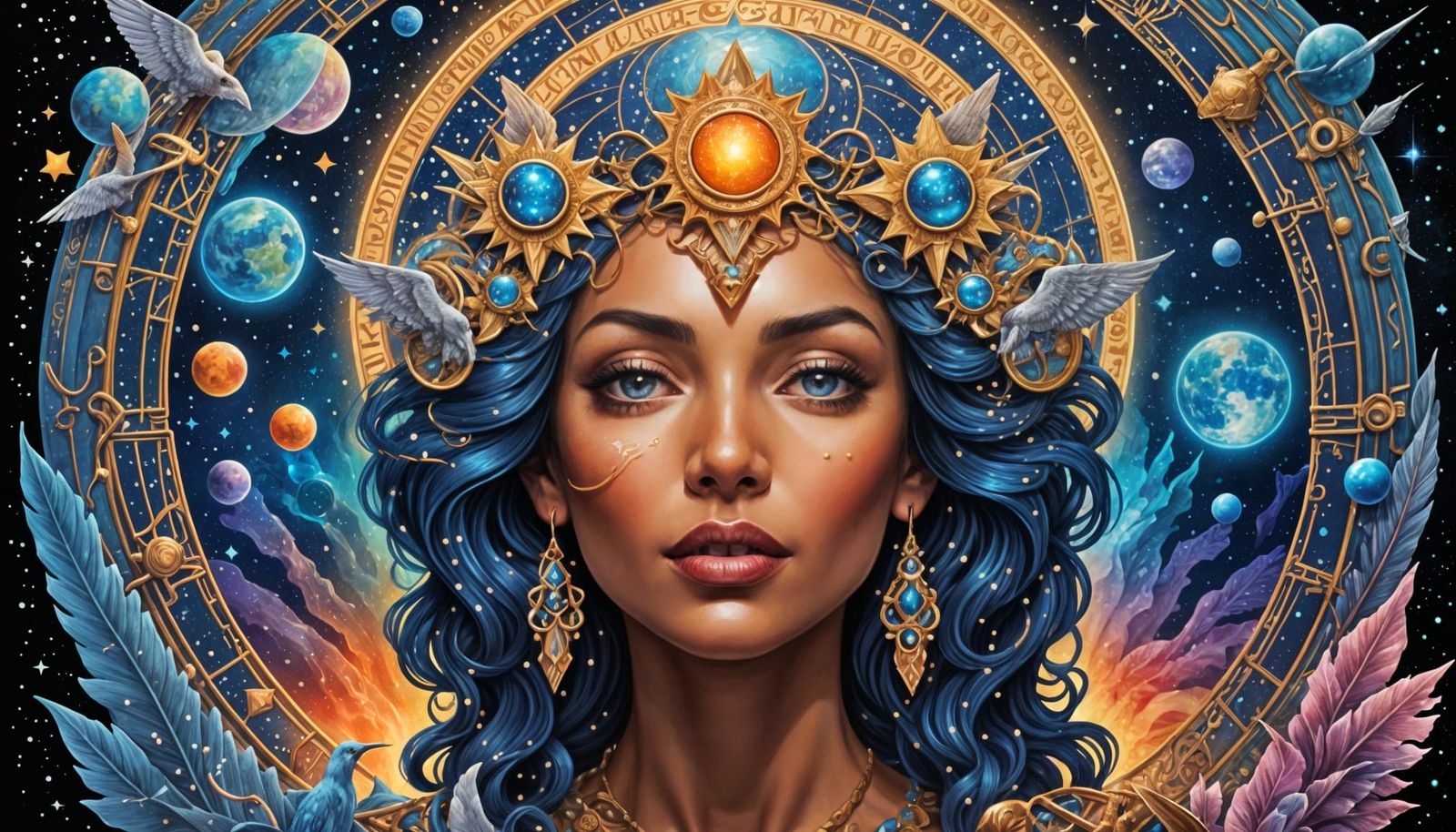 Ethereal Cosmic Goddess in Holographic Splendor