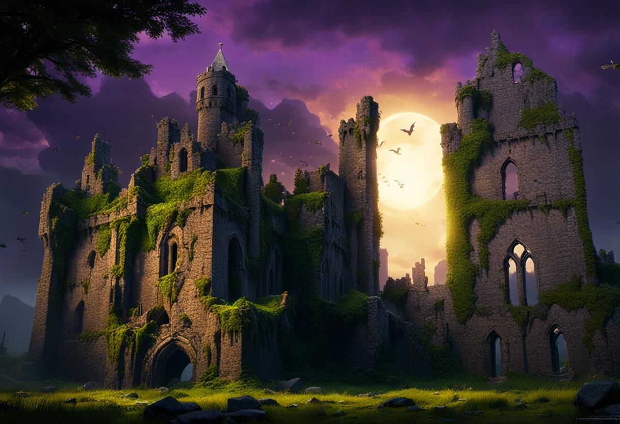 Dromore Castle Ruins: Dark Fantasy Concept Art