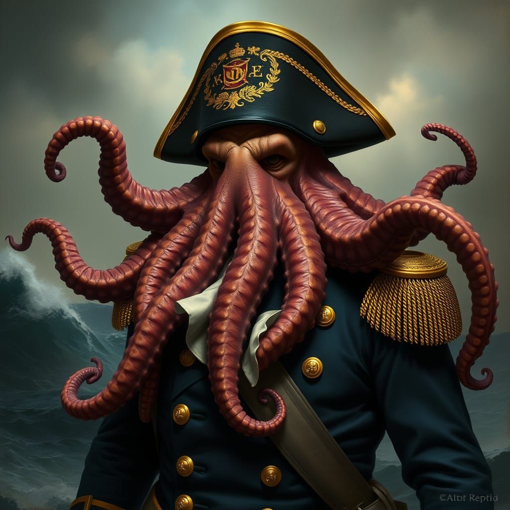 Napoleonic Naval Commander with Majestic Octopi Beard
