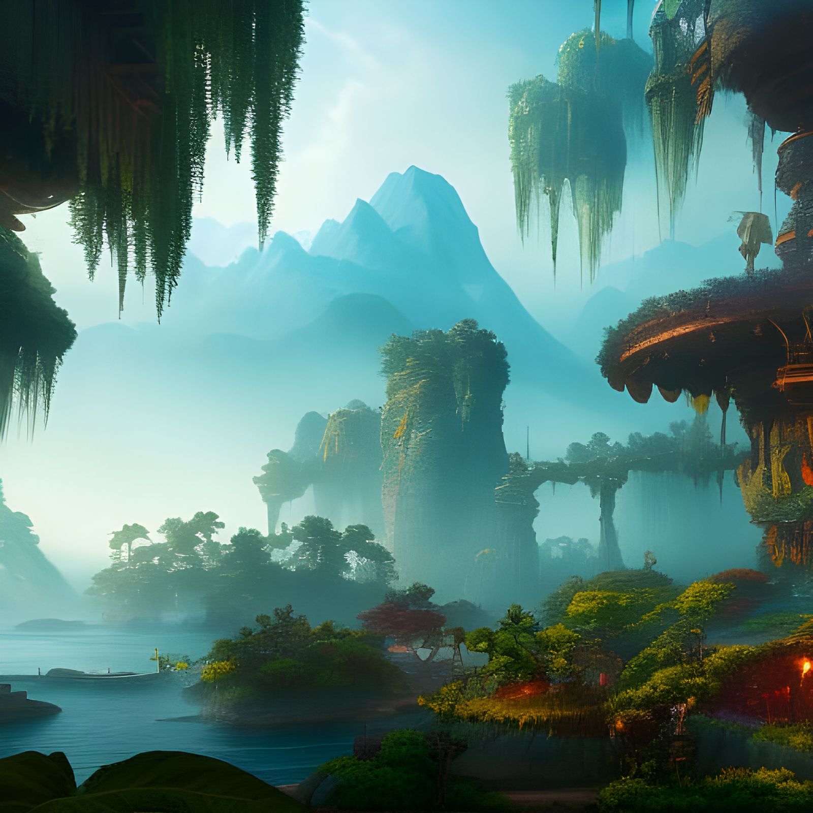 Detailed Avatar Matte Painting in Deep Color