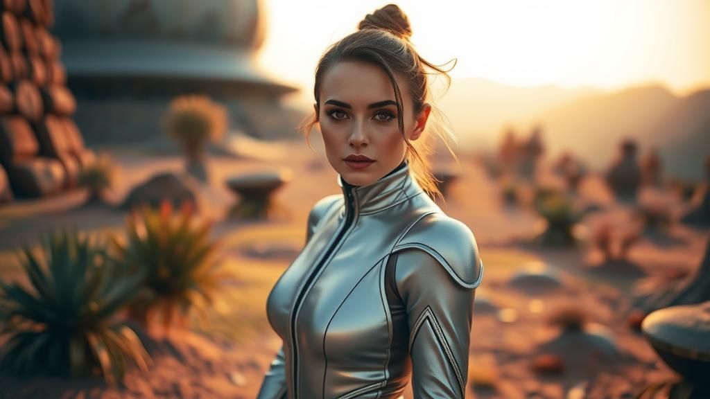 Futuristic Woman on Alien Planet in Cinematic Style