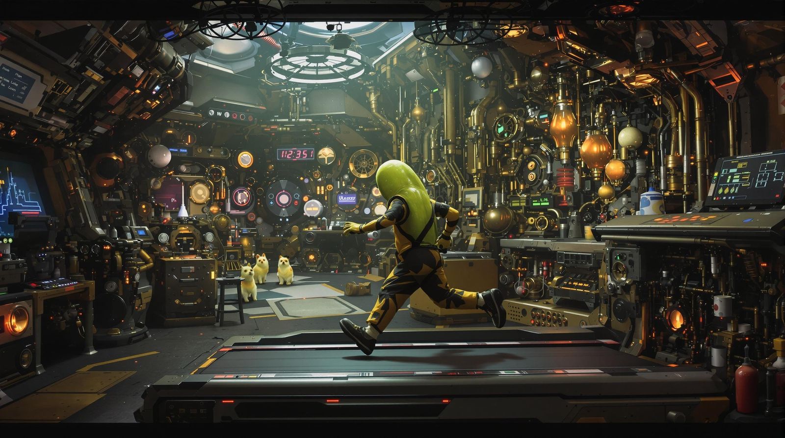 Pickle-Man Exercises in Steampunk Laboratory