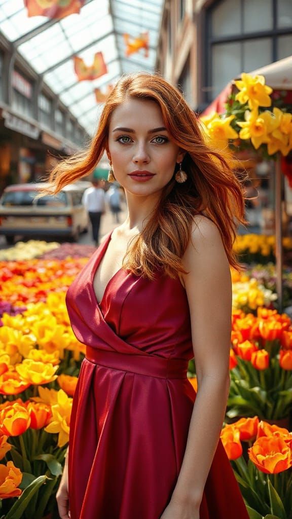 Woman in Amsterdam Flower Market, Editorial Photography