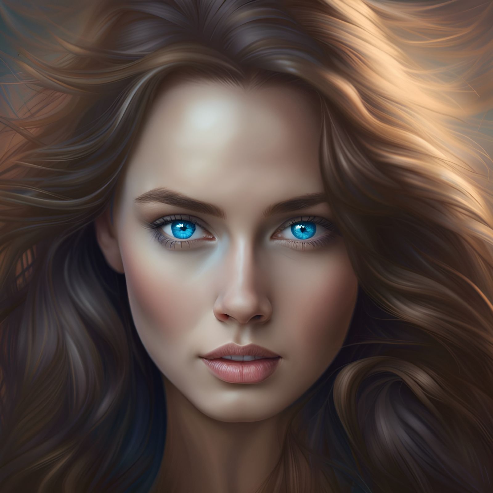 Striking Portrait of a Beautiful Woman with Blue Eyes
